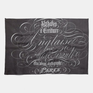 Paris rustic country chalkboard French Scripts Tea Towel