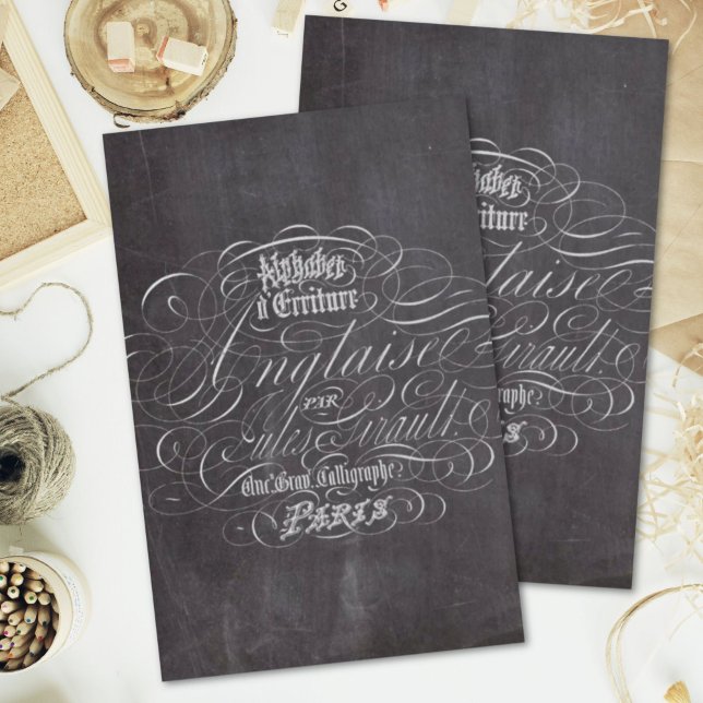 Paris rustic country chalkboard French Scripts Tissue Paper (Paris rustic country chalkboard French Scripts Tissue Paper)
