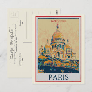 Paris Sacré Coeur illustration France Postcard