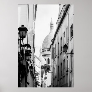 Paris Sacre-Coeur in Black and White Poster