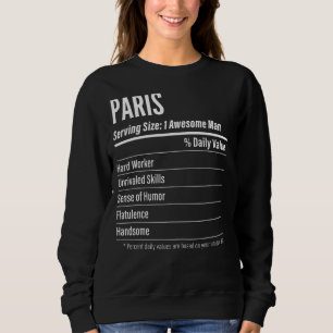 Paris Serving Size Nutrition Label Calories Sweatshirt