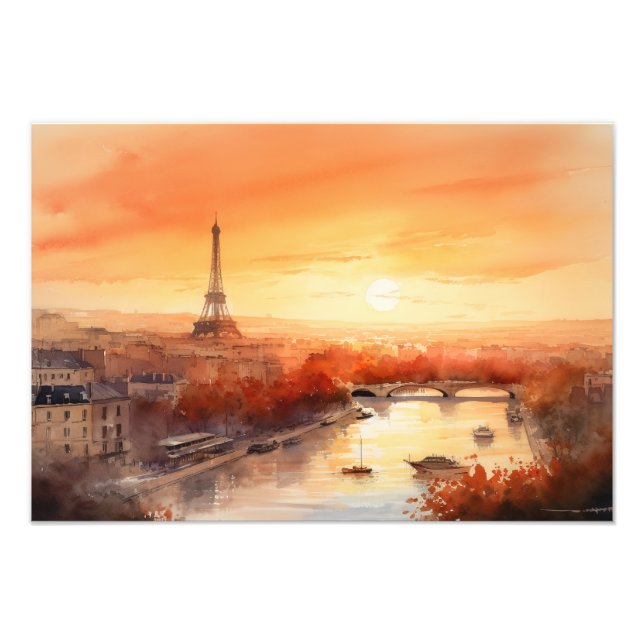 Paris skyline at sunset photo print (Front)
