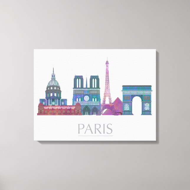 Paris Skyline Coloured Buildings Canvas Print (Front)