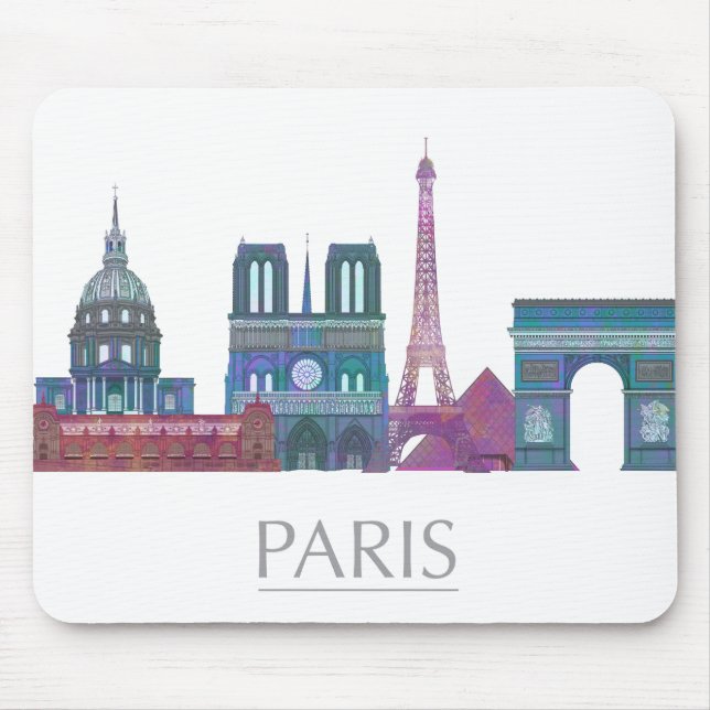 Paris Skyline Coloured Buildings Mouse Mat (Front)