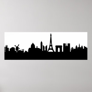 paris skyline deco poster