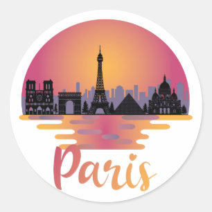 Paris Skyline - France Travel Classic Round Sticker