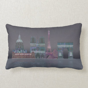 Paris Skyline Night Reflections Lumbar Cushion