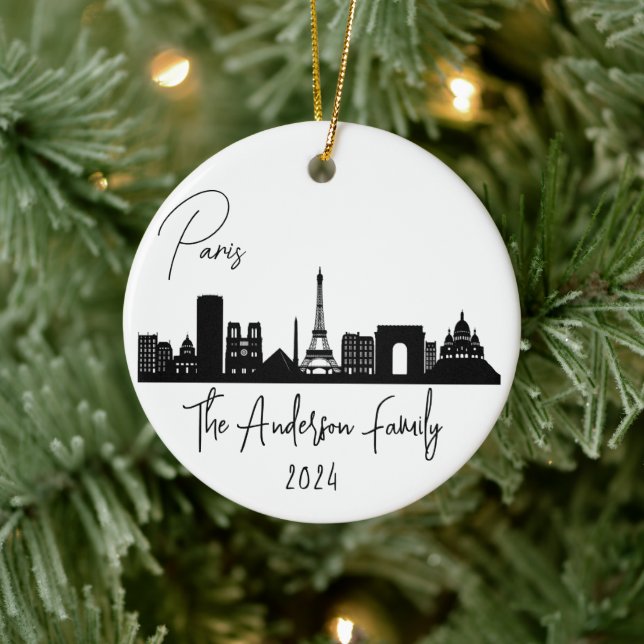 Paris Skyline Ornament, Paris Ceramic Tree Decoration (Tree)