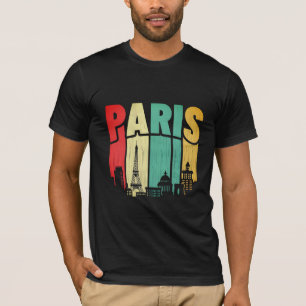 Paris Skyline Retro Vibes T-Shirt