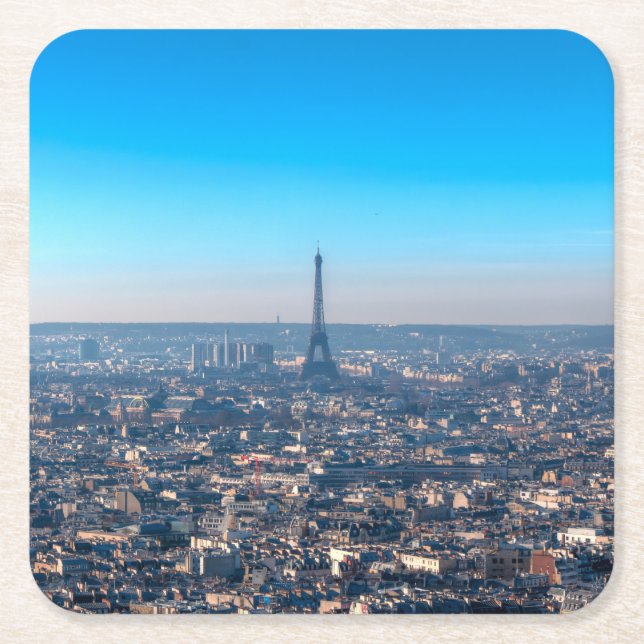 Paris Skyline Square Paper Coaster (Front)