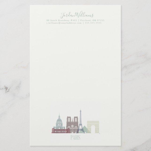 Paris Skyline Stationery (Front)