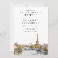 Paris Skyline Watercolor Bachelorette Weekend