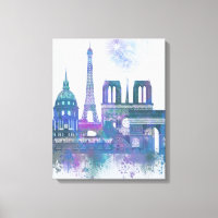 Paris Skyline - Watercolor Blue