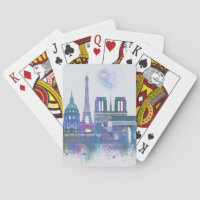 Paris Skyline - Watercolor Blue