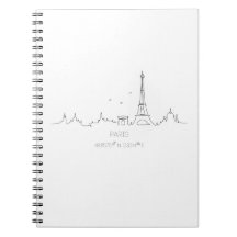 Paris skyline with coordinates notebook