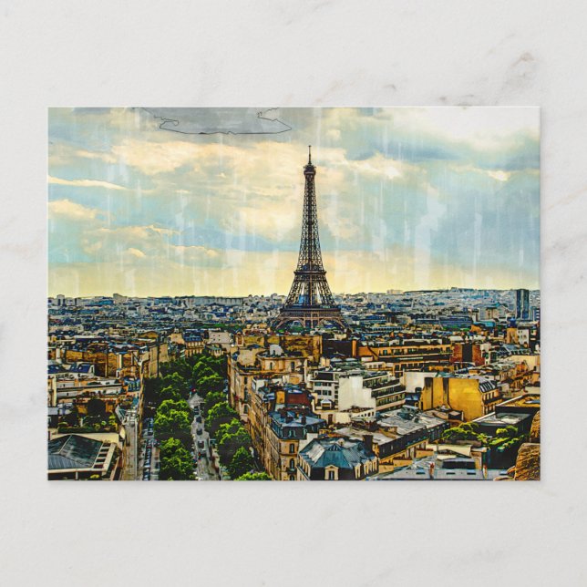 Paris skyline with the Eiffel Tower Postcard (Front)