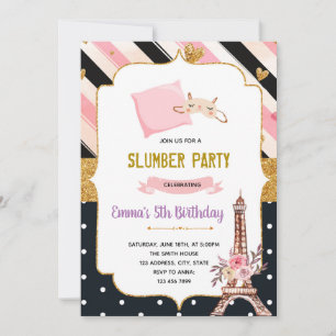 Paris slumber theme invitation