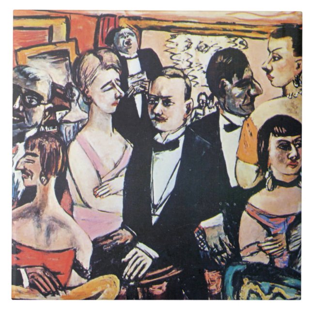Paris Society, fine art by Max Beckmann Tile (Front)