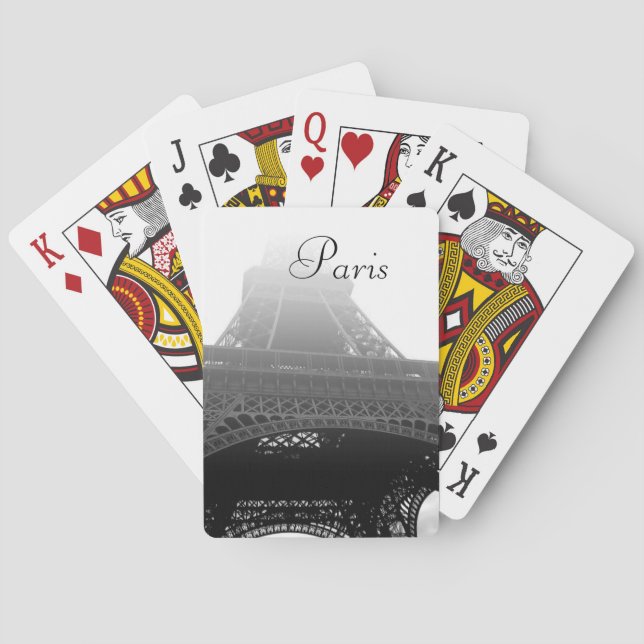 Paris souvenir eiffel tower in fog playing cards (Back)