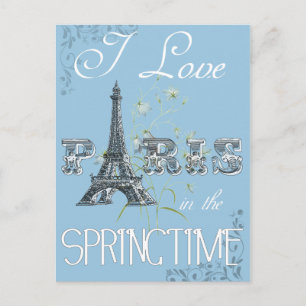 Paris Spring Love Art Postcard