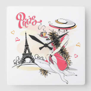 Paris Square Wall Clock