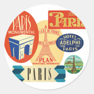 Paris stamp classic round sticker