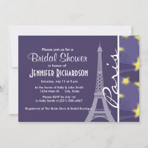 Paris Starry Night; Eiffel Tower Invitation