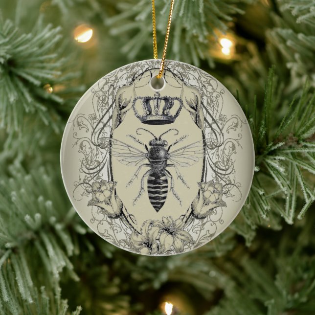 paris steampunk beekeeper french bee queen crown ceramic tree decoration (Tree)