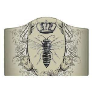 paris steampunk beekeeper french bee queen crown door sign