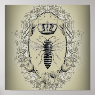 paris steampunk beekeeper french bee queen crown poster