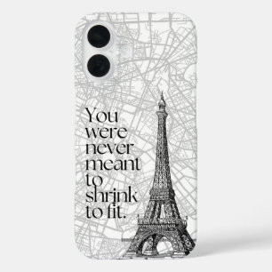 Paris Street Map & Eiffel Tower Quote Wall Art iPhone 16 Case