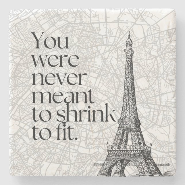 Paris Street Map & Eiffel Tower Quote Wall Art Stone Coaster (Front)