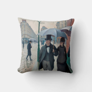 Paris Street Rainy Day by Gustave Caillebotte Cushion