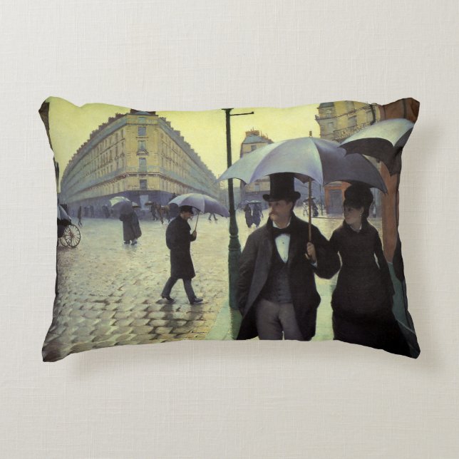 Paris Street Rainy Day by Gustave Caillebotte Decorative Cushion (Front)