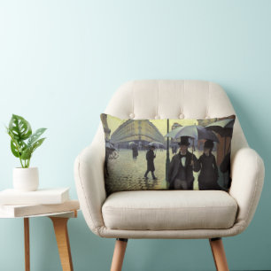Paris Street Rainy Day by Gustave Caillebotte Lumbar Cushion