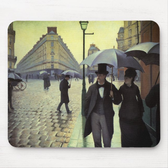 Paris Street Rainy Day by Gustave Caillebotte Mouse Mat (Front)
