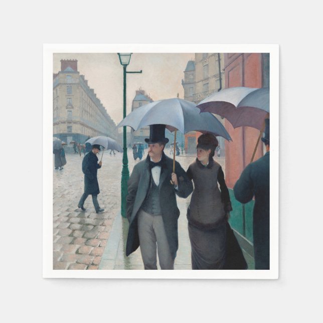 Paris Street Rainy Day by Gustave Caillebotte Napkin (Front)