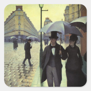 Paris Street Rainy Day by Gustave Caillebotte Square Sticker