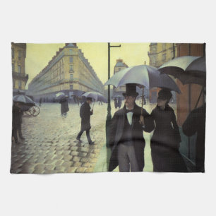Paris Street Rainy Day by Gustave Caillebotte Tea Towel