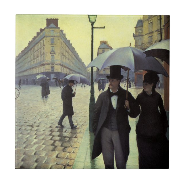 Paris Street Rainy Day by Gustave Caillebotte Tile (Front)