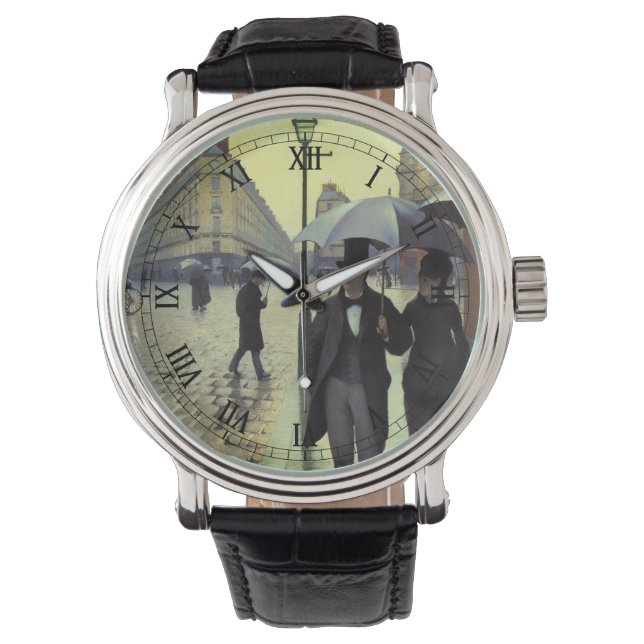 Paris Street Rainy Day by Gustave Caillebotte Watch (Front)