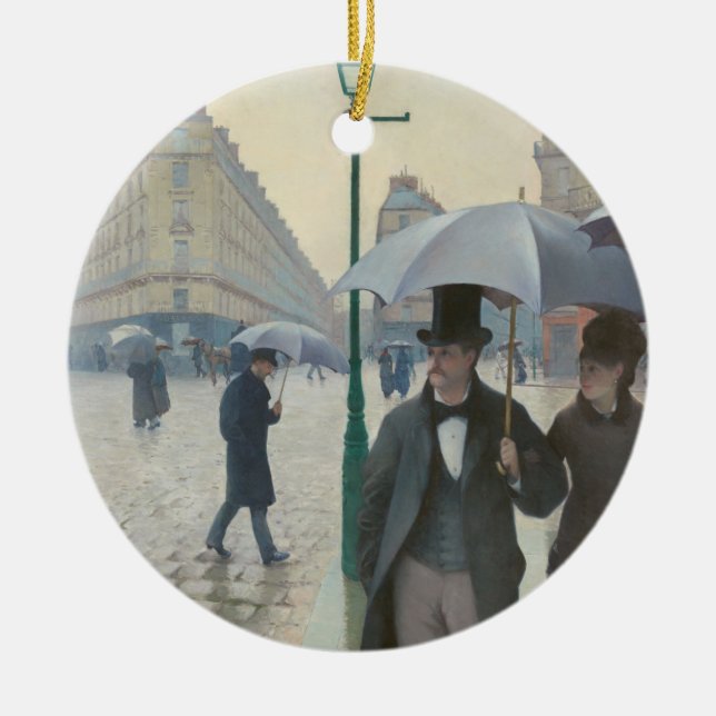 Paris Street Rainy Day Ceramic Tree Decoration (Front)