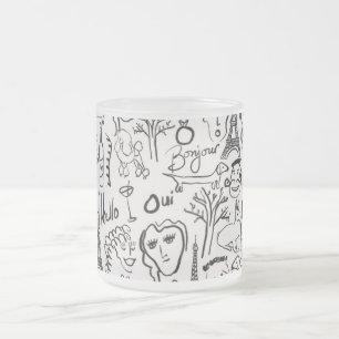 Paris Street Scene Black & White Line Drawing Mug