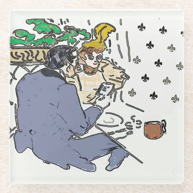 Paris Street Sign Rue Bourbon Placemat Cutting Boa Glass Coaster (Front)