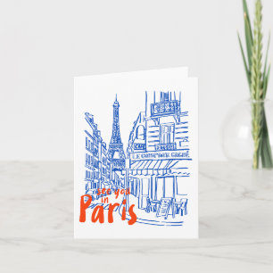 Paris Street Sketch Art  Card