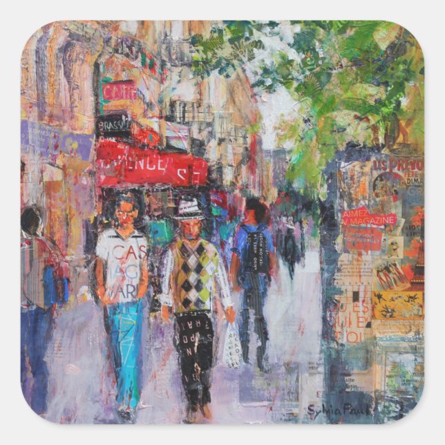 Paris Street Square Sticker (Front)