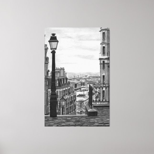 Paris Street Stretched Canvas Print (Front)