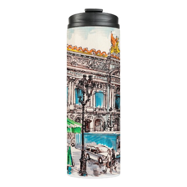  Paris street view of the theater Wicked cafe Thermal Tumbler (Front)