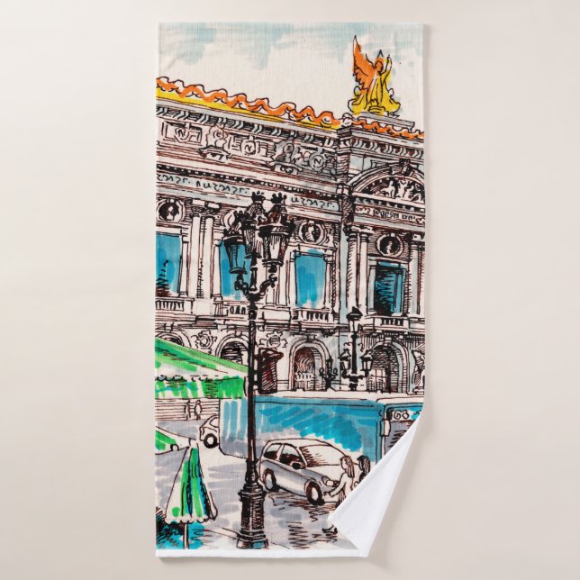  Paris street view of the theatre Wicked cafe Bath Towel (Bath Towel)