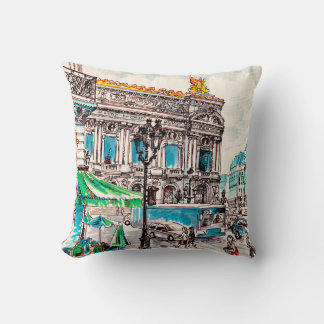  Paris street view of the theatre Wicked cafe Cushion